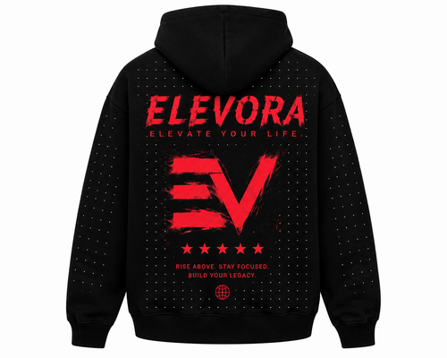 Elevora Obsidian Black Hoodie