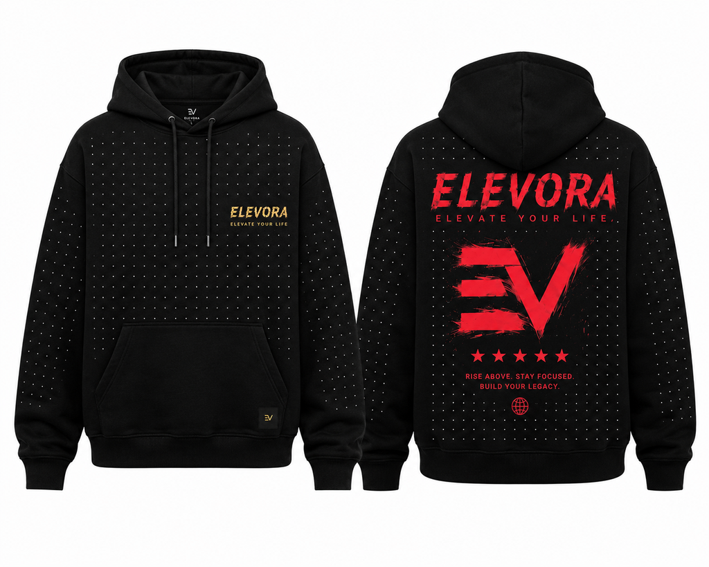 Elevora Obsidian Black Hoodie